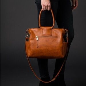 Antik Kraft Vegan Leather Tan Crossbody Tote